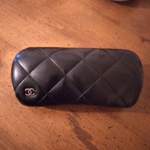 Chanel quilted leather sunglass case
